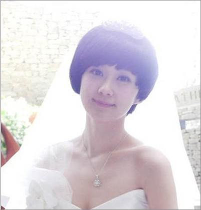 韩式短发新娘发型打造清纯美人