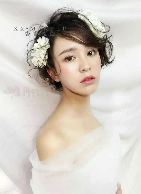 清新复古的韩式短发新娘造型(3)_妆面赏析_影