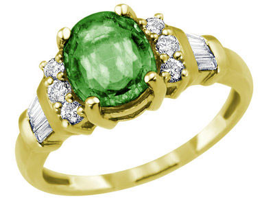 祖母绿镶钻戒指