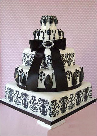 婚礼蛋糕白加黑 经典风格更时尚 婚礼策划 创意婚礼策划 婚礼现场