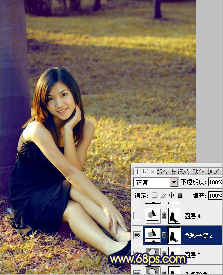 Photoshop调出草地美女图片柔美的淡黄色 数码教程