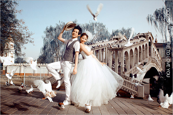 旅游婚纱之白鸽天使 纯净的爱 婚纱摄影
