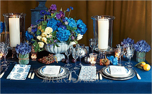 蓝色婚宴布置 装扮出浓浓复古美感 婚礼策划