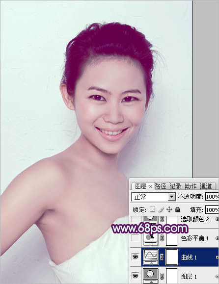 Photoshop调出人像图片甜美的质感淡青色