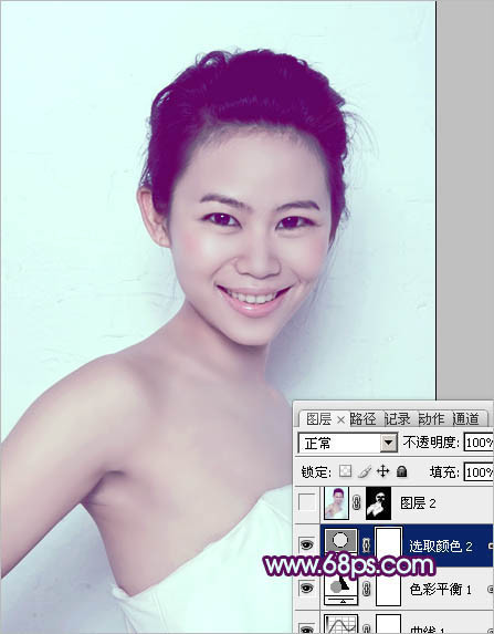 Photoshop调出人像图片甜美的质感淡青色