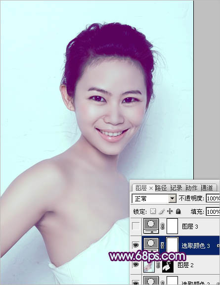 Photoshop调出人像图片甜美的质感淡青色