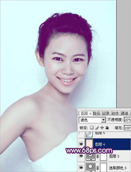 Photoshop调出人像图片甜美的质感淡青色