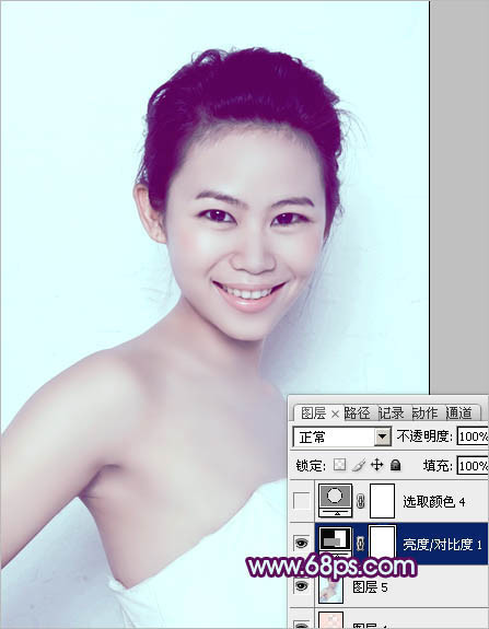 Photoshop调出人像图片甜美的质感淡青色