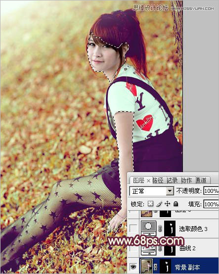 Photoshop調(diào)出外景可愛美女復(fù)古淡黃色調(diào)