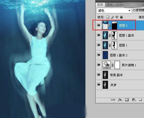 photoshop教程 制作梦幻水下人像***照片