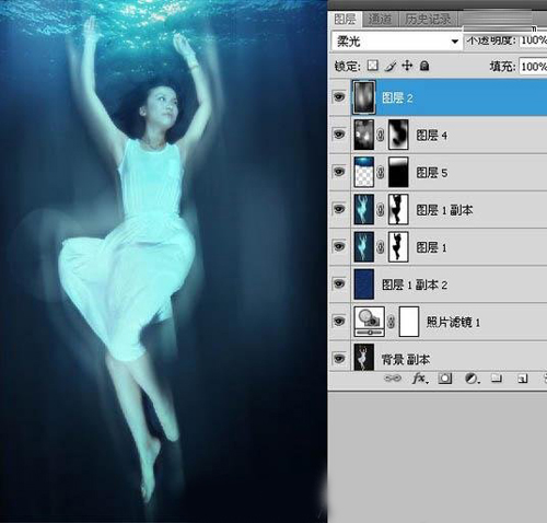 photoshop教程 制作梦幻水下人像***照片