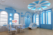 麦叔叔家庭摄影馆装修设计，纯净明媚海洋蓝时尚空间