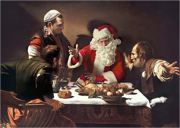 圣诞老人“穿越”经典名画