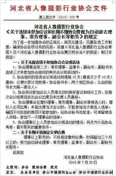 河北省人像摄影行业协会文件