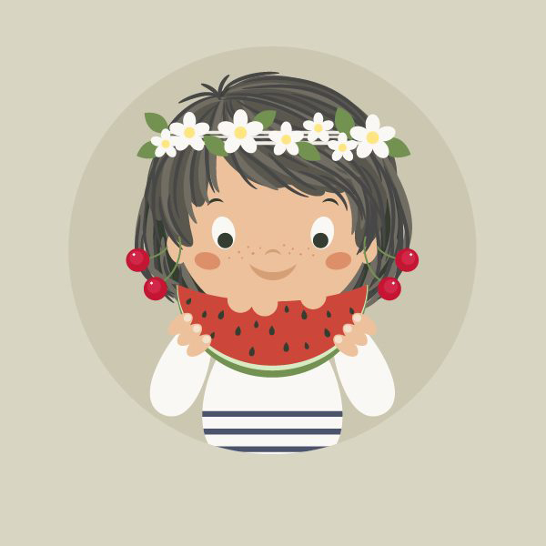 教你用Illustrator中绘制吃西瓜的可爱女孩