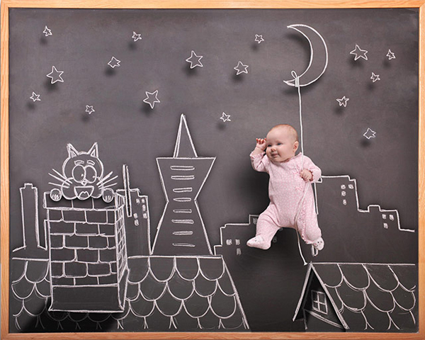 国外创意婴儿摄影 黑板大冒险