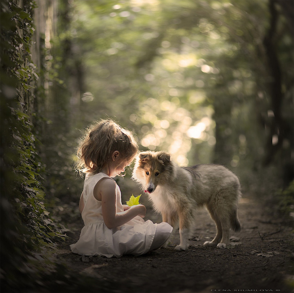 动物与孩子的纯真画面 温馨的儿童摄影