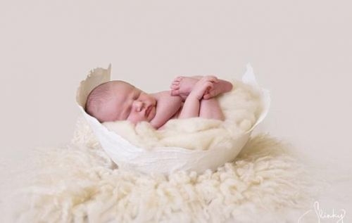 英照相馆模仿孕妇腹部制作模具拍婴儿萌照