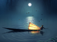 最新影楼资讯新闻-PS合成教程：教你制作月夜湖中的小船