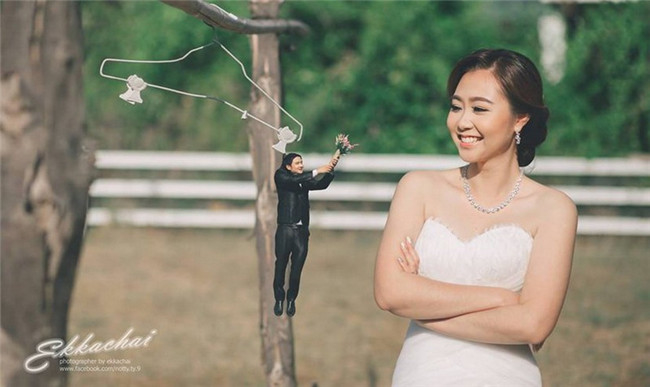 创意微距婚纱摄影:新郎新娘大冒险