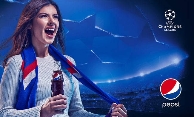百事可乐经典电商海报 欧洲足球冠军联赛系列
