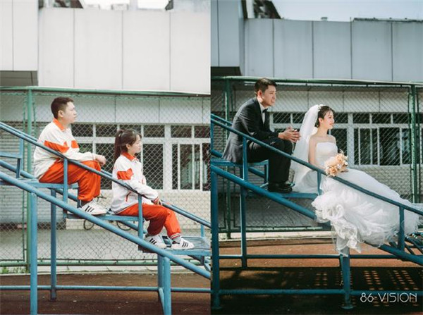 娶了“同桌的你”，8年后回高中母校拍婚纱照