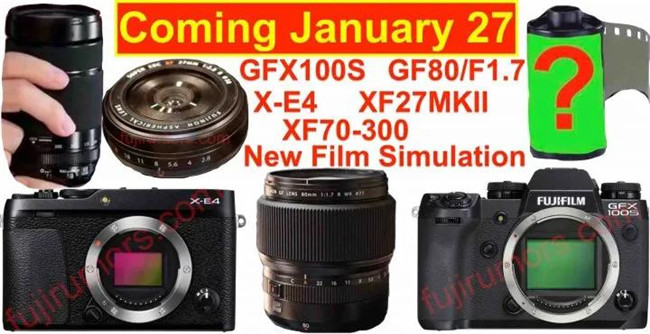 富士1月27日将发布GFX100S、X-E4及多款镜头