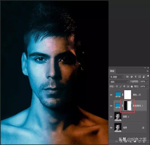 创意照片，在PS用渐变工具和图层混合模式制作红蓝人像照片_www.16xx8.com